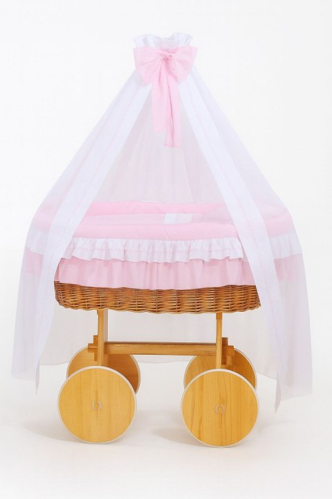 Kosz Mojżesza z baldachimem Deluxe Bellamy różowa pościel
