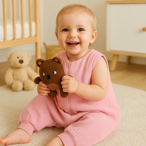 Muślinowy śpiworek dla dzieci z nogawkami XL pastel pink