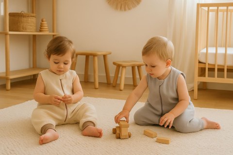 Muślinowy śpiworek dla dzieci z nogawkami cream