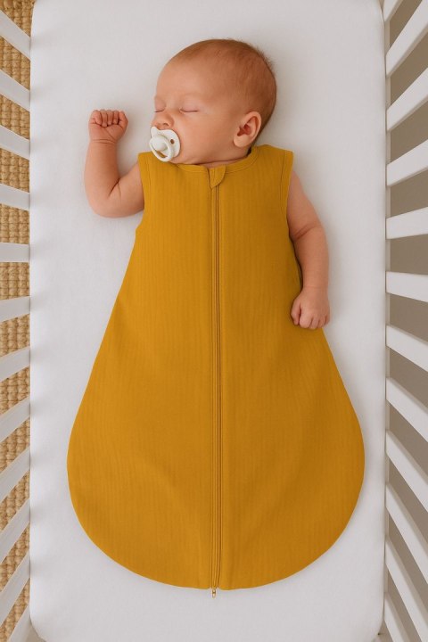 Muślinowy śpiworek dla dzieci zaokrąglony musztardowy