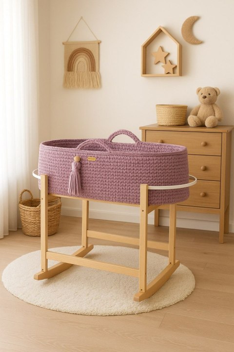 Kosz Mojżesza BOHO Handmade z kołyską - lawendowy