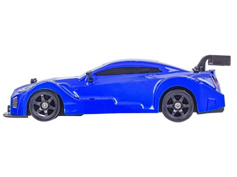 DUŻY Samochód Do Driftu Auto RC Drift 1:16 2,4 GHz PARA DYM 4WD Niebieski Nissan GTR LED
