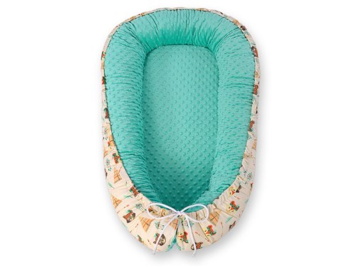 Kokon niemowlęcy dwustronny minky - misie w tipi