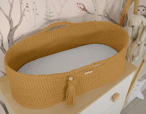 Kosz Mojżesza BOHO Handmade ze stojakiem - musztardowy
